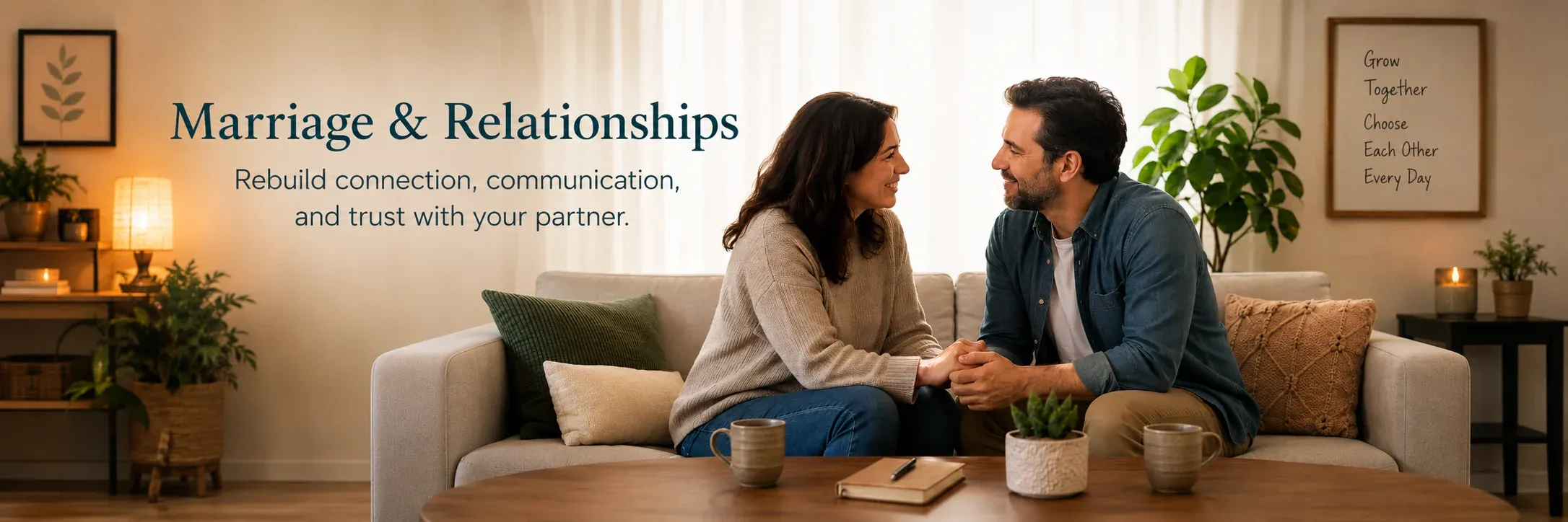 A couple reconnecting, representing marriage and relationship counseling